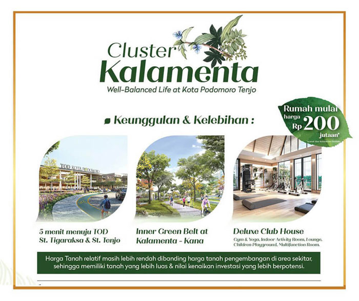 cluster kalamenta kota podomoro tenjo