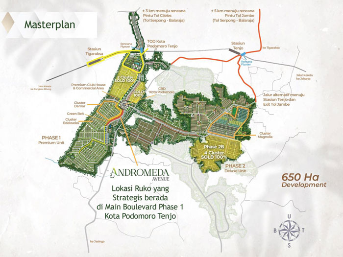 masterplan ruko andromeda kota podomoro tenjo