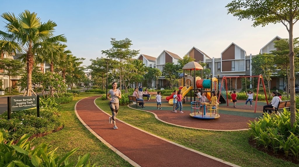 Taman Bermain Anak dan Jogging Track di Setiap Cluster Kota Podomoro Tenjo